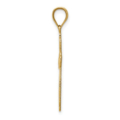 14K Gold Budded Cross Pendant with Reversible Design  32mm Elegant Charm