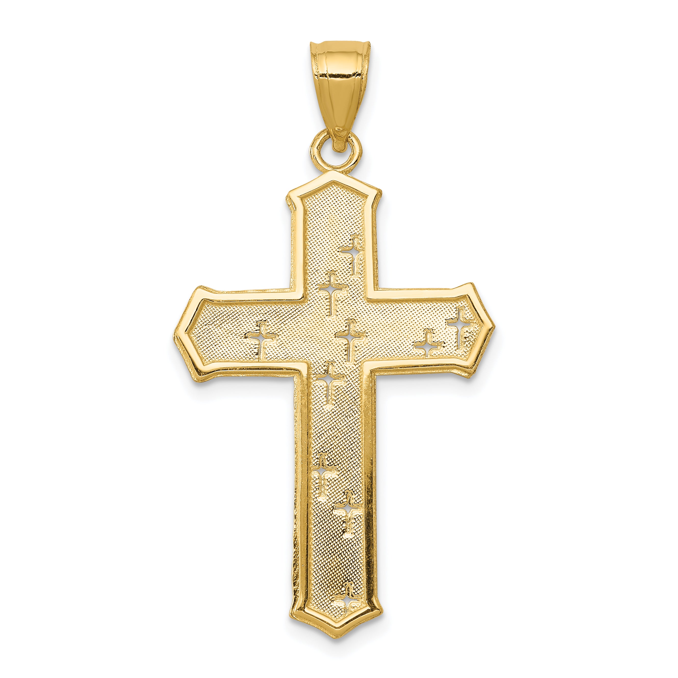 14K Gold Passion Cross Pendant with Solid Cast Design