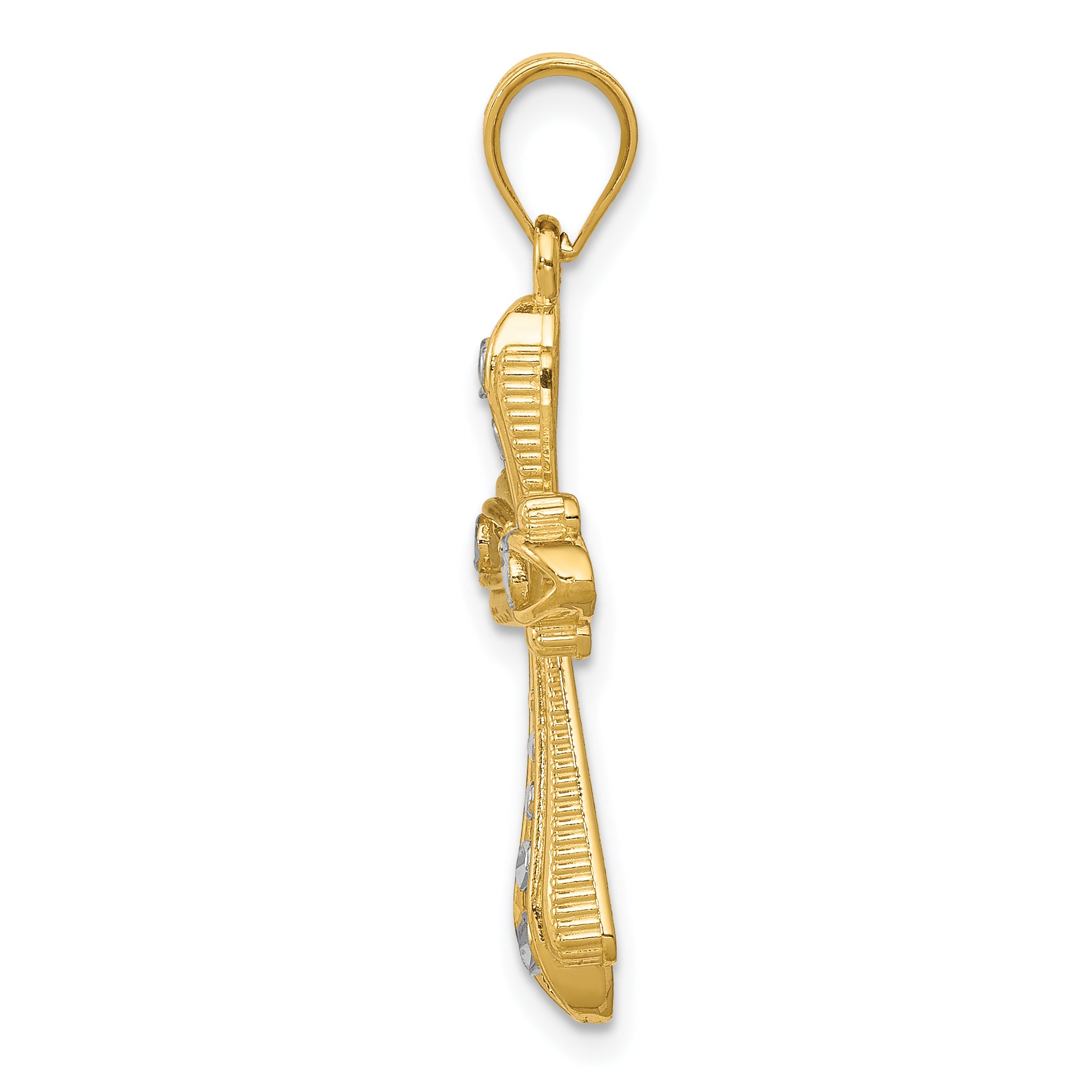 14K Gold Rhodium-Plated Diamond-Cut Cross Charm Elegant and Solid Design Secondary image