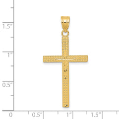 14K Gold Diamond-Cut Latin Cross Pendant with Polished Finish