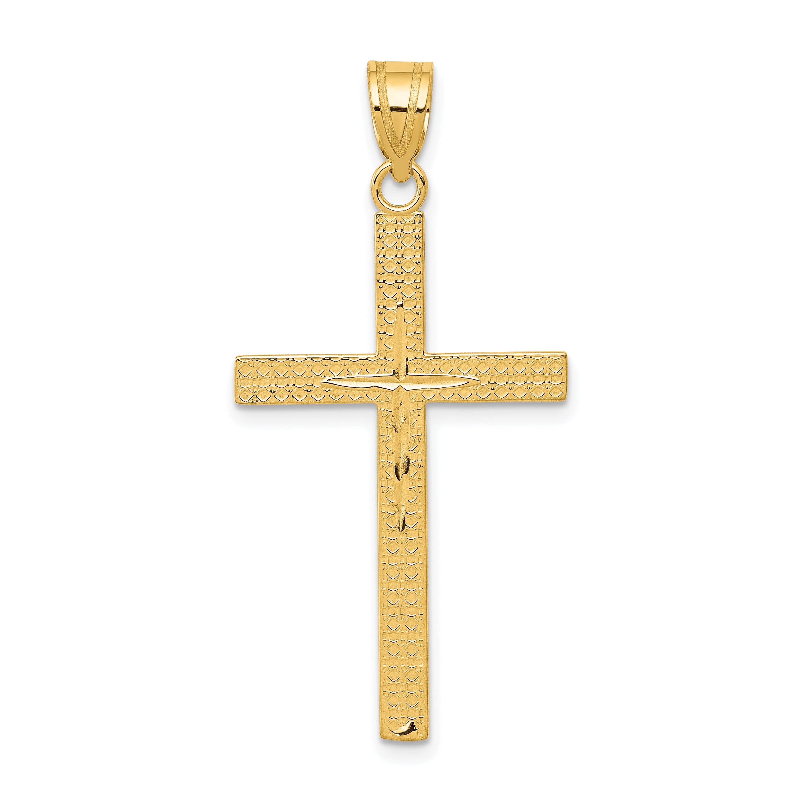 14K Diamond-cut Latin Cross Pendant