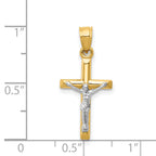 14K Two-Tone Gold Crucifix Charm with Polished Finish  Elegant Design