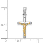 14K Two-Tone Gold Polished Crucifix Charm 26mm Elegant Religious Pendant