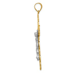 14K Tri-Color Gold Crucifix Pendant with Diamond-Cut Detailing, 61mm