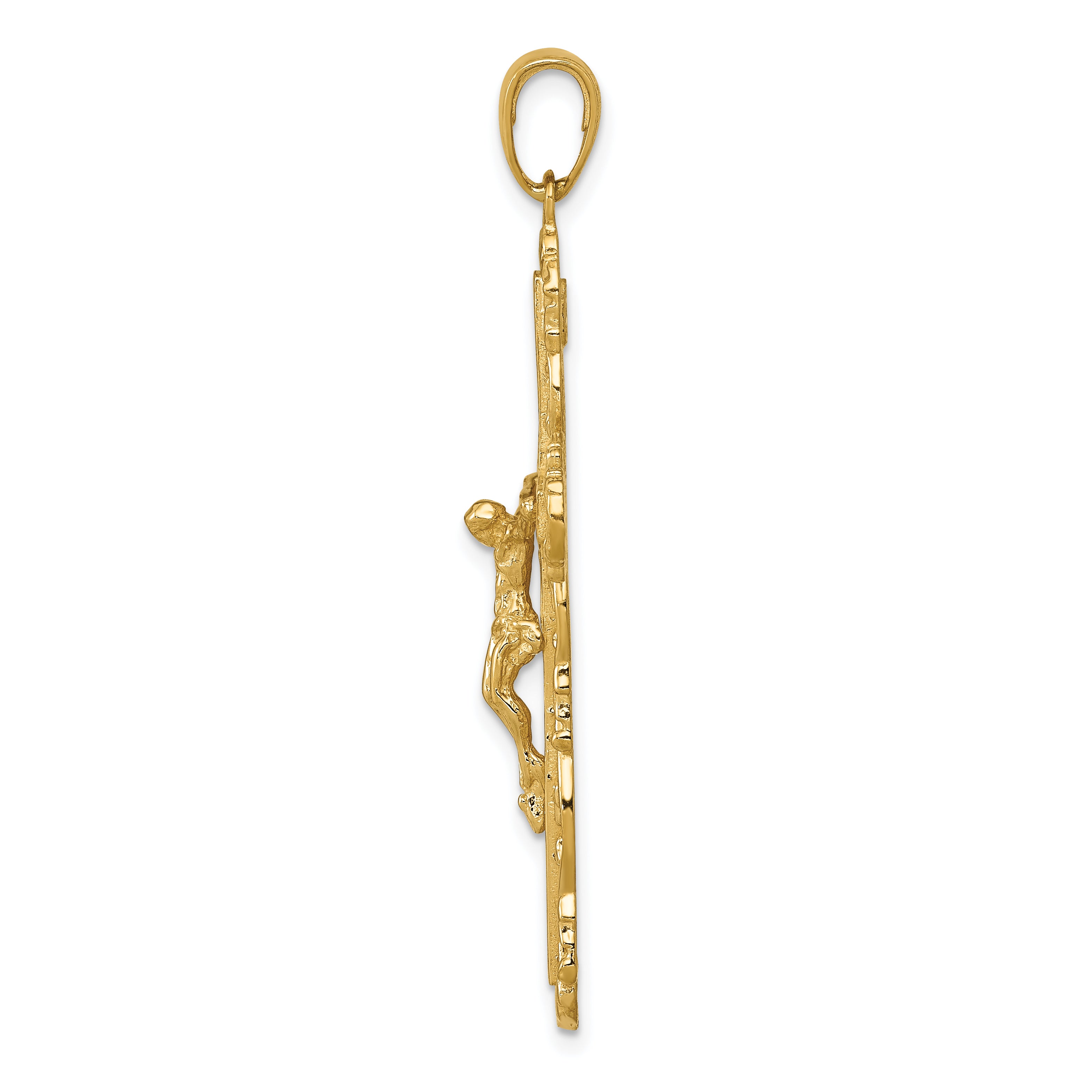 14K Gold Crucifix Pendant Solid Casted Design Elegant Religious Charm