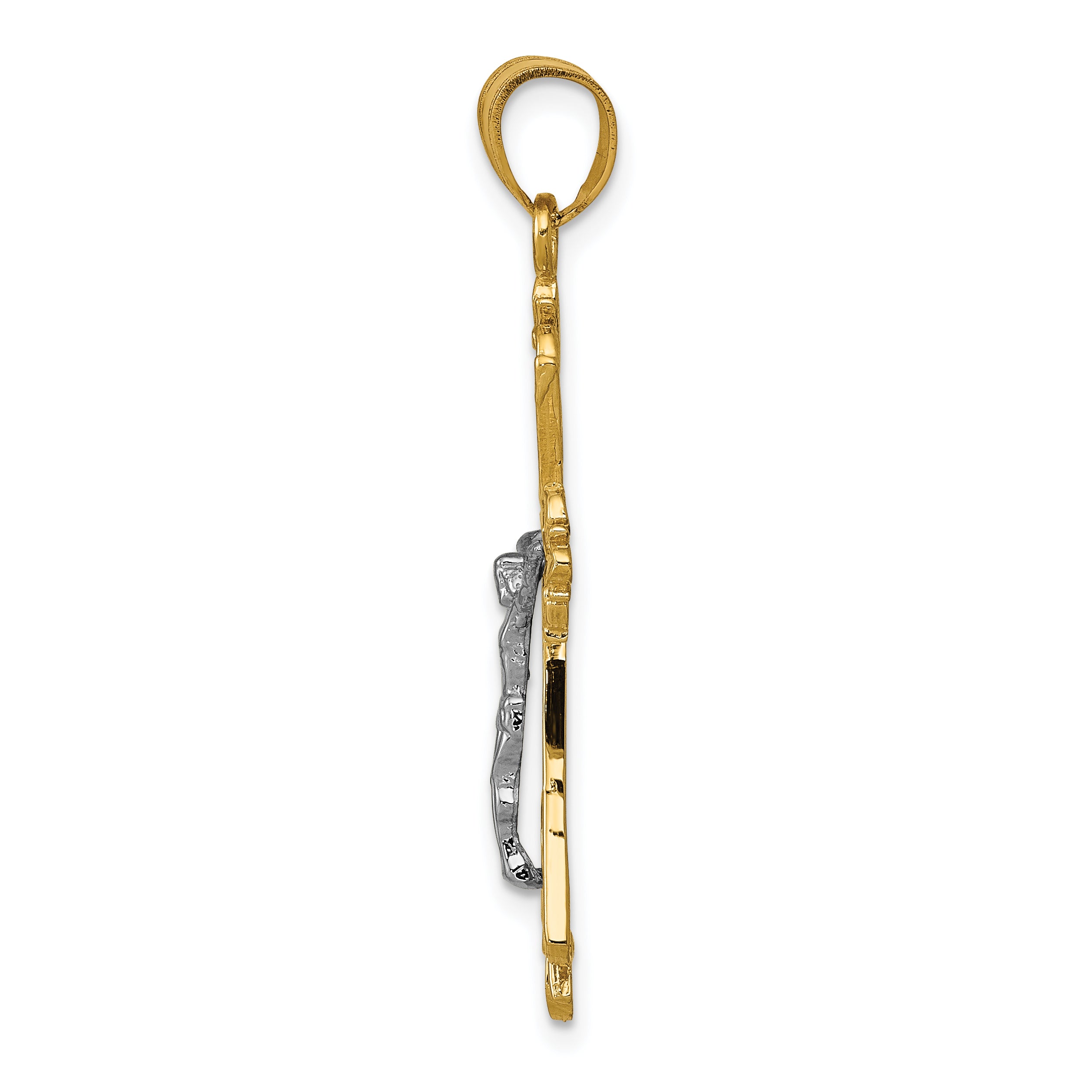14K Two-Tone Gold Pendant with Elegant 35mm Themed Design Secondary image