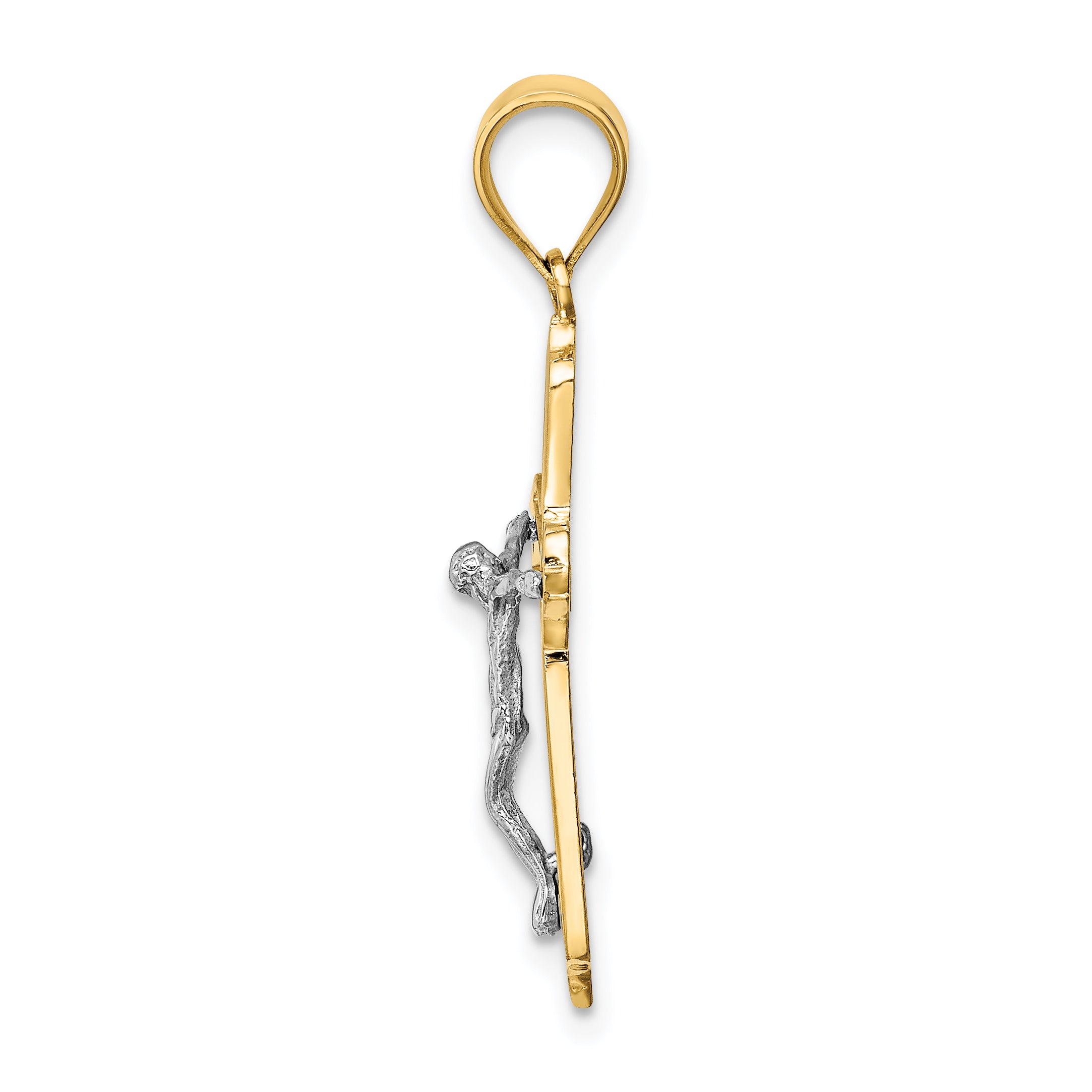14K Two-Tone Gold Crucifix Pendant with Polished Finish and Solid Design Secondary image