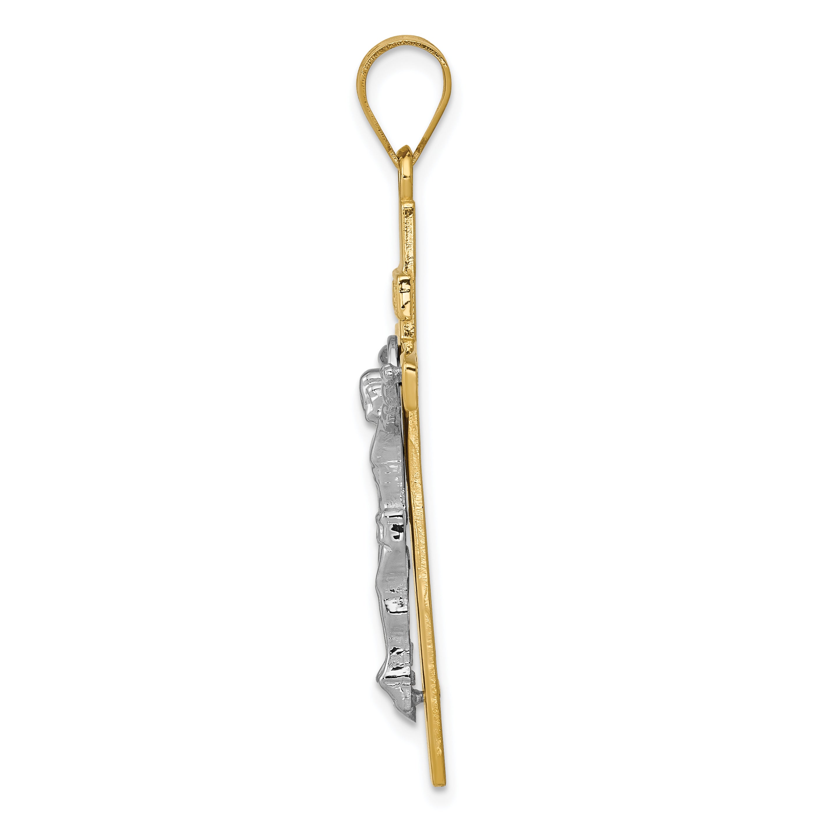 14K Two-Tone Gold INRI Crucifix Pendant with Polished Finish Elegant Design Secondary image