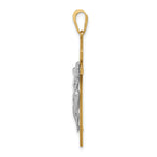 14K Two-Tone Gold INRI Crucifix Pendant with Polished Finish Elegant Design