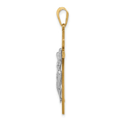 14K Two-Tone Gold INRI Crucifix Pendant with Polished Finish Elegant Design