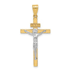 14K Two-tone INRI Crucifix Pendant