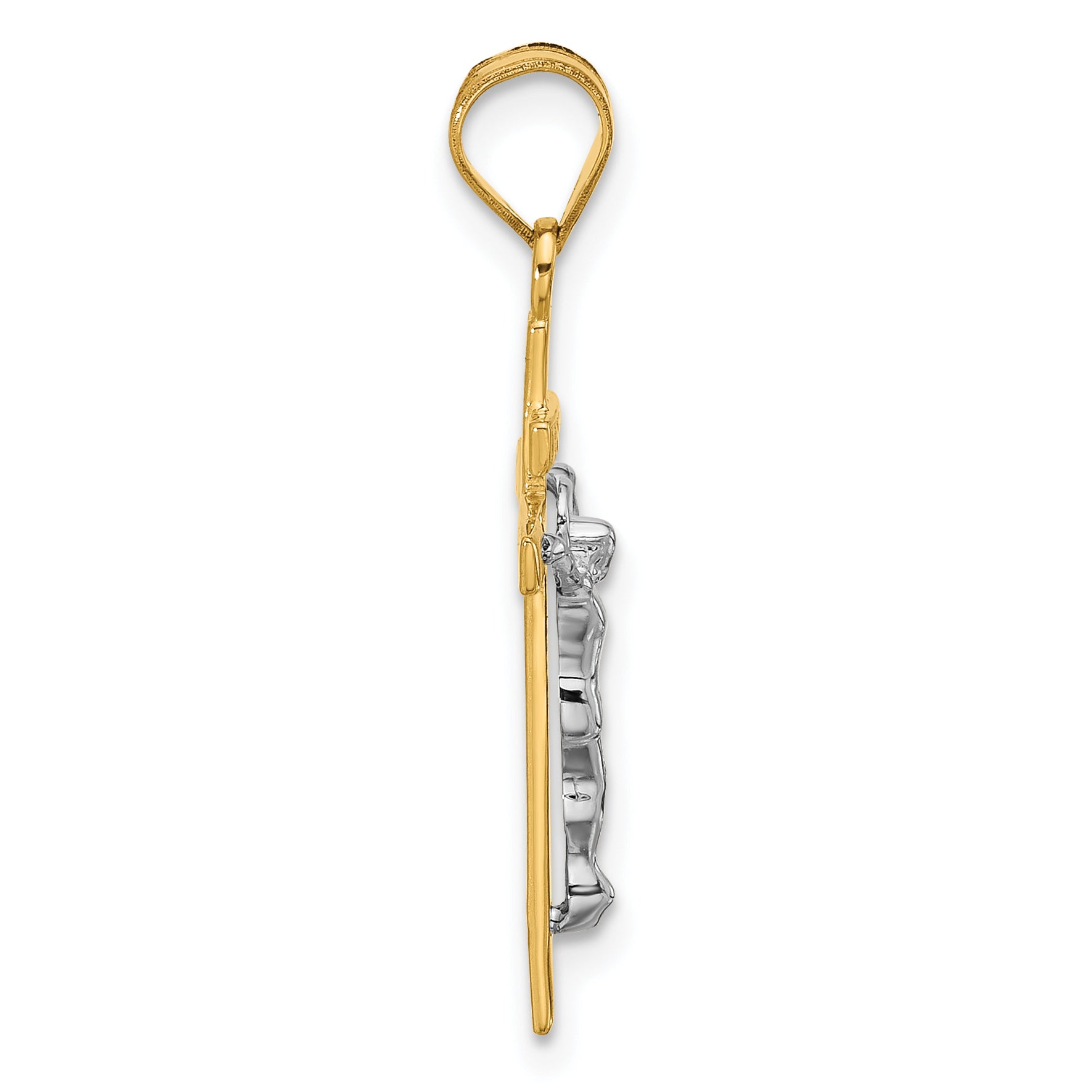 14K Two-Tone Gold INRI Crucifix Pendant with Polished Finish Elegant Design Secondary image