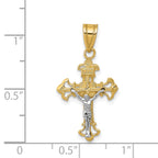 14K Two-Tone Gold INRI Crucifix Charm Elegant Religious Pendant