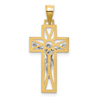 14K Two-Tone Gold Crucifix Pendant with Polished Finish