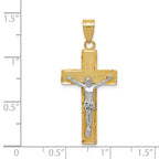 14K Two-Tone Gold Crucifix Pendant with Diamond-Cut Detailing