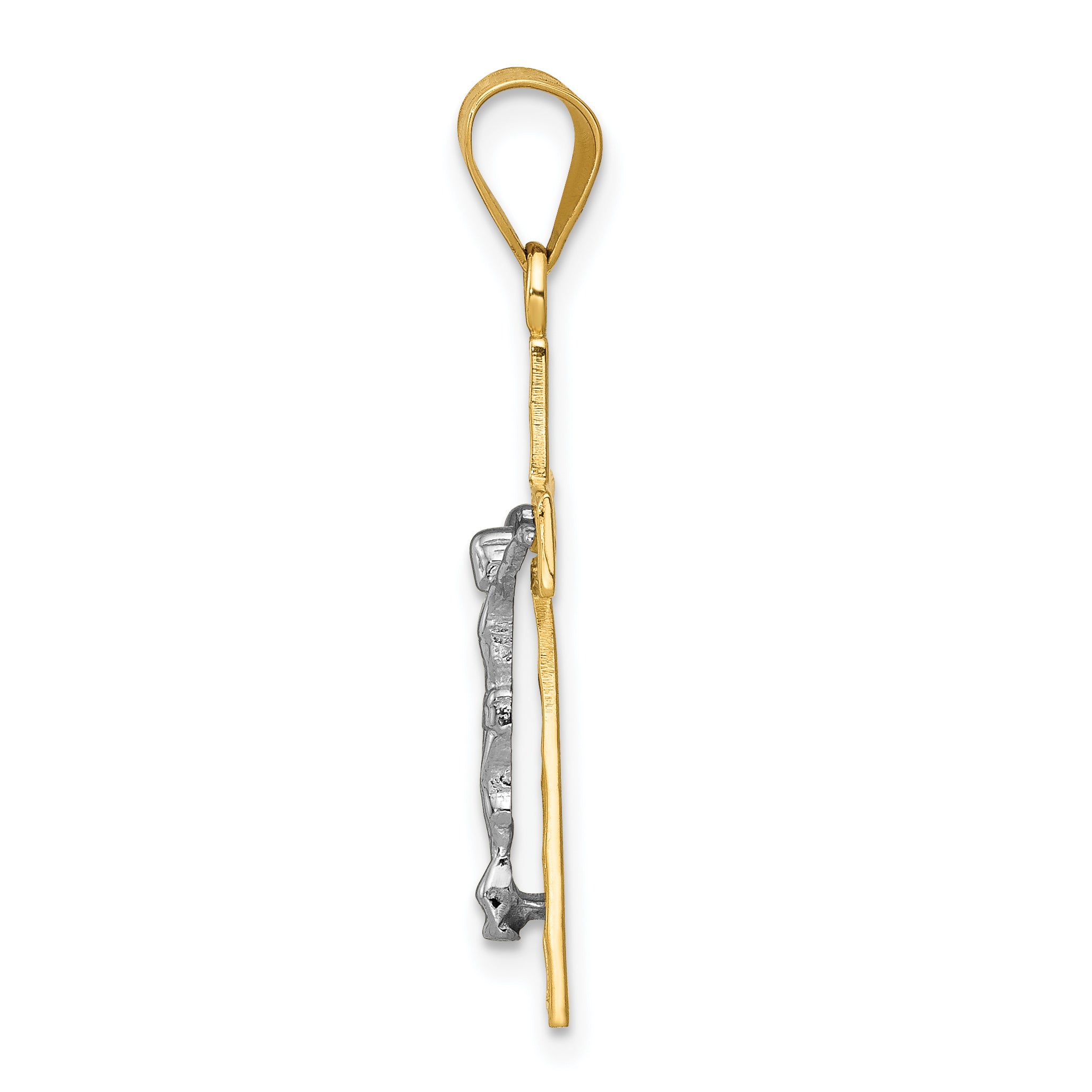 14K Two-Tone Gold Crucifix Charm with Diamond-Cut Polished Finish Secondary image