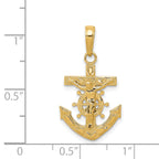 14K Gold Mariners Crucifix Pendant Solid Casted Unisex Elegant Design