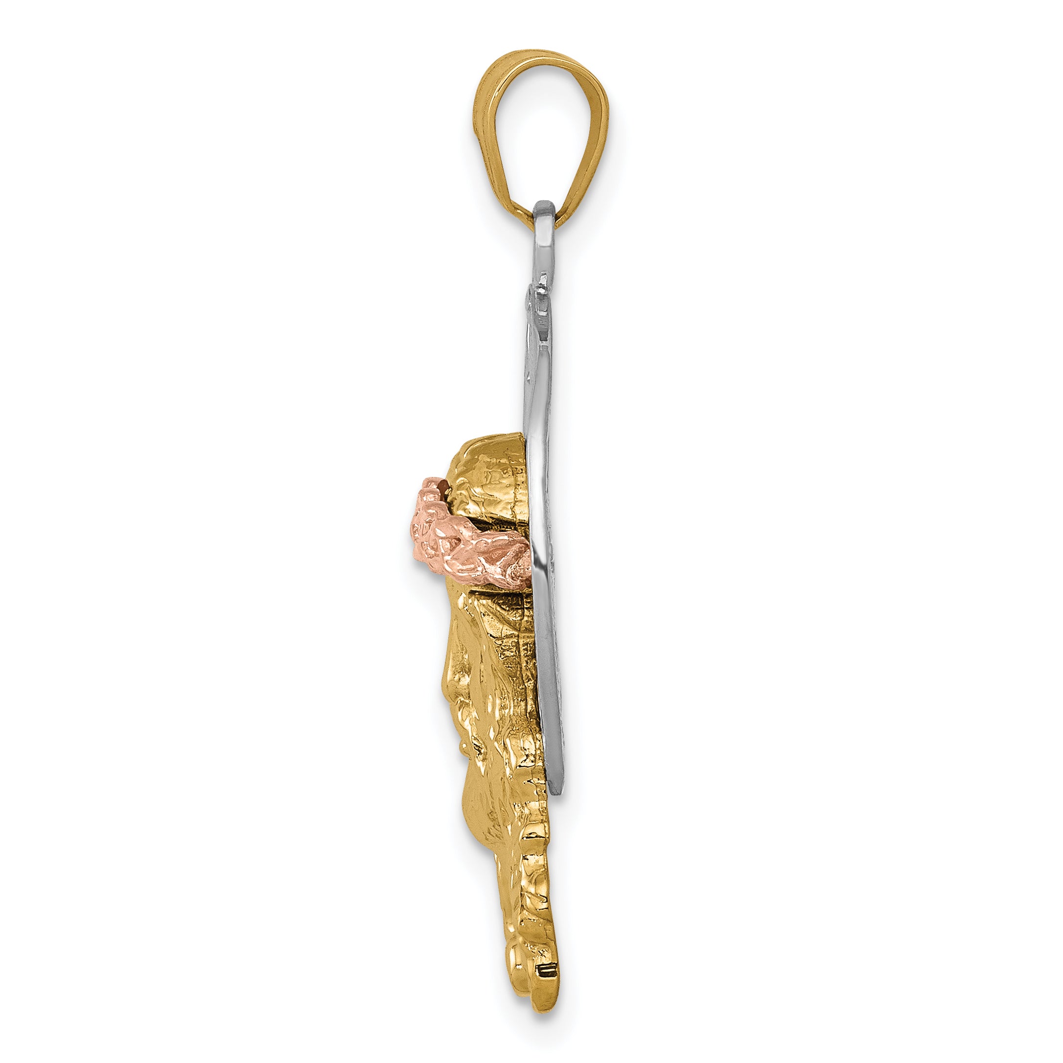 14K Tri-color Diamond-cut Christ Charm Secondary image