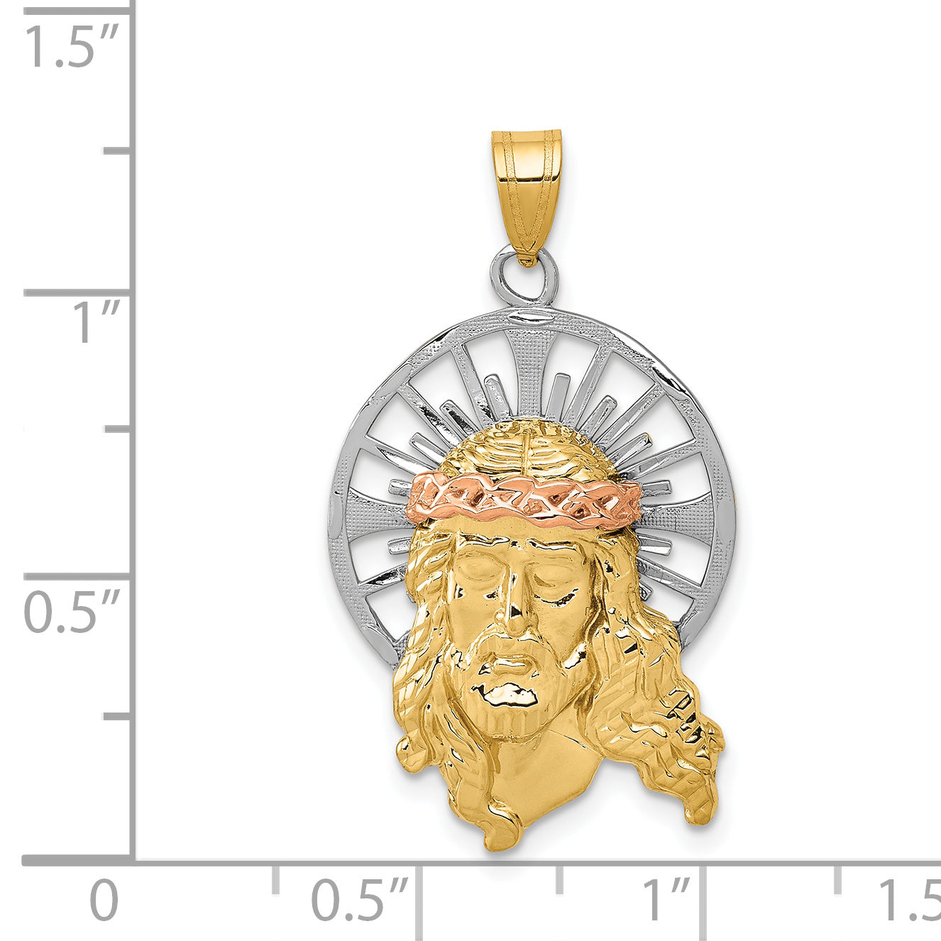 14K Tri-color Diamond-cut Christ Charm