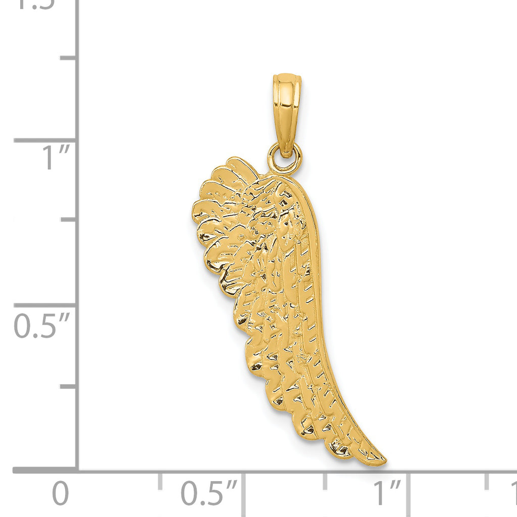 14K Gold Angel Wing Pendant with Solid Cast Design  Elegant & Timeless Charm