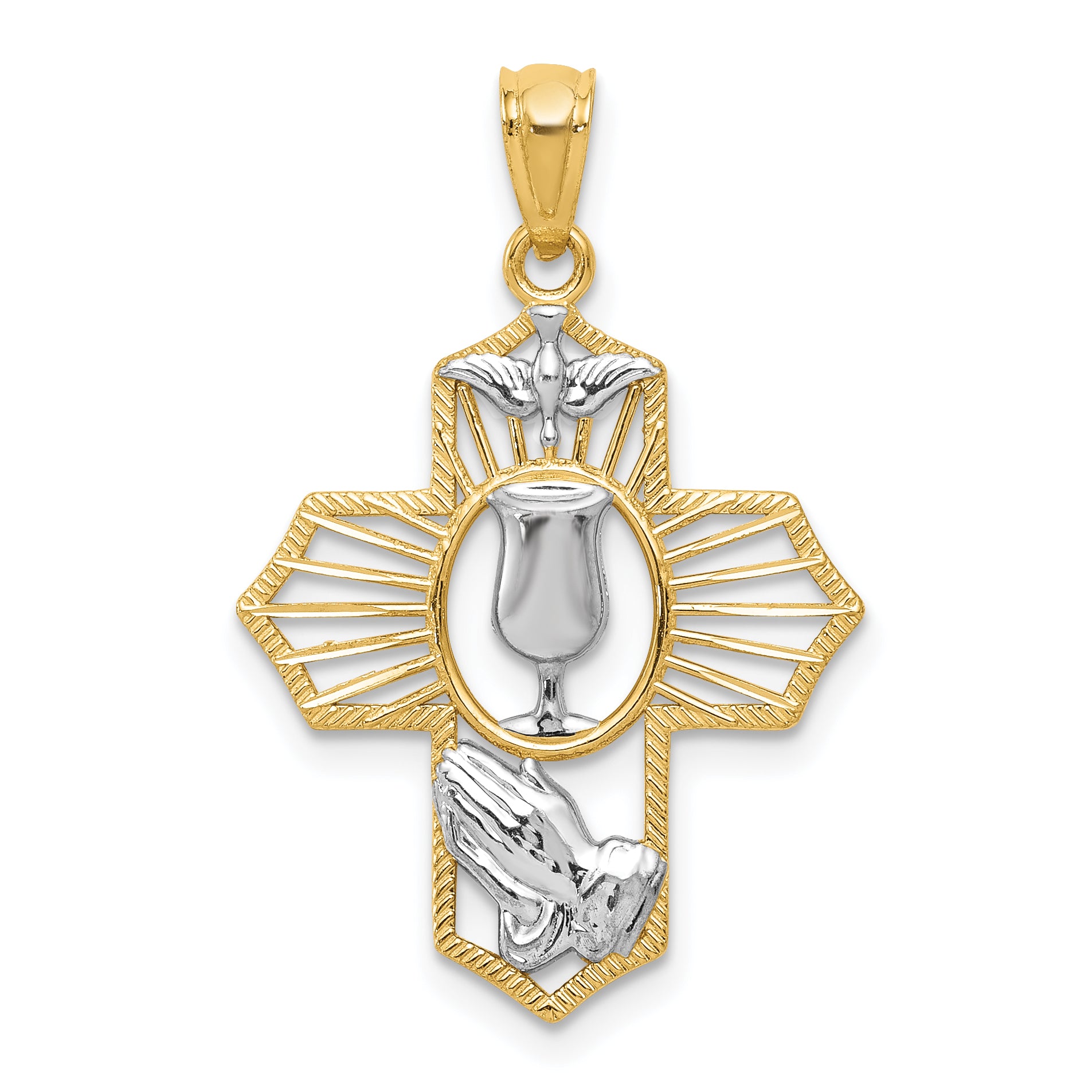 14k w/Rhodium Cross Pendant Main image