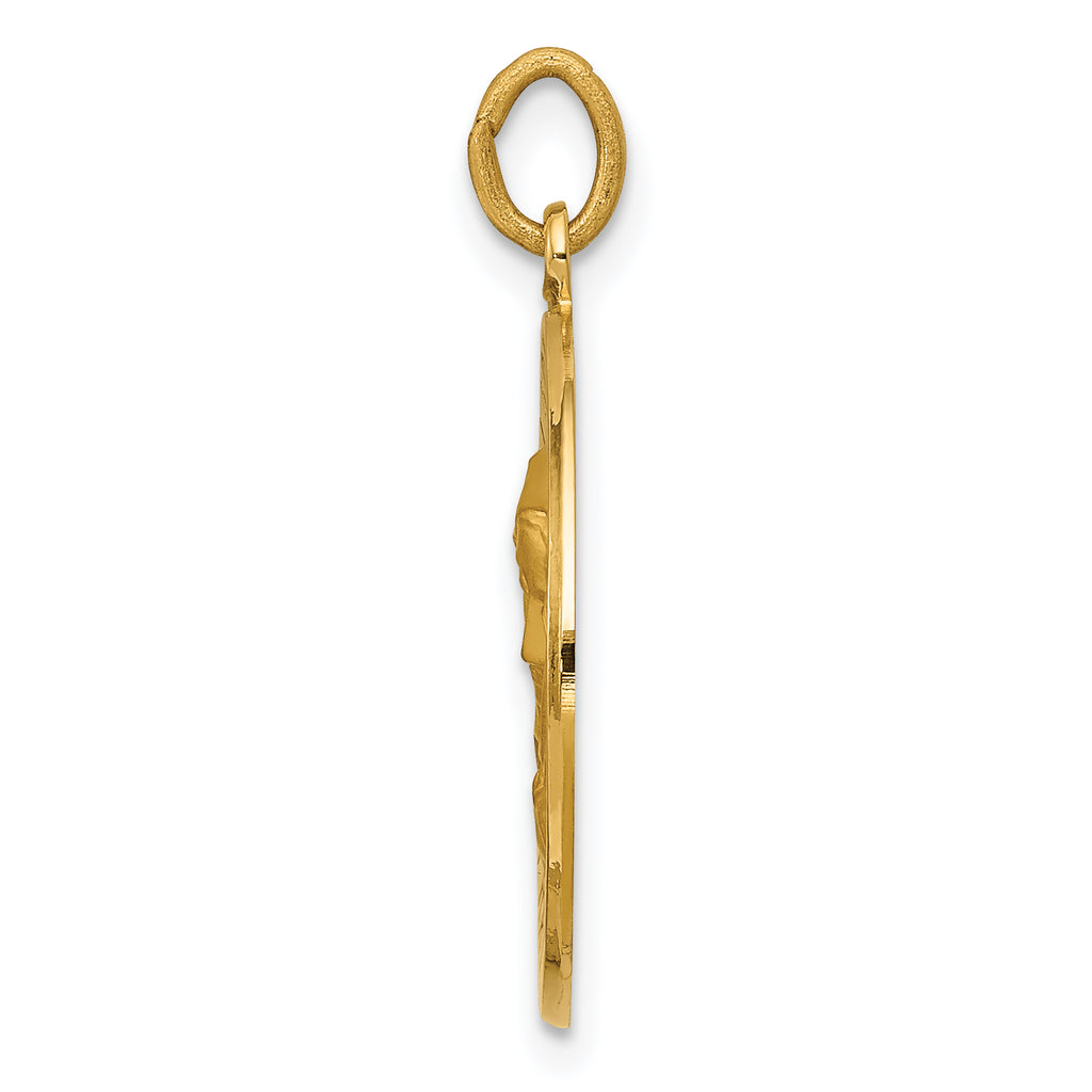 14K Gold Our Lady of Sorrows Medal Pendant Polished Solid Design