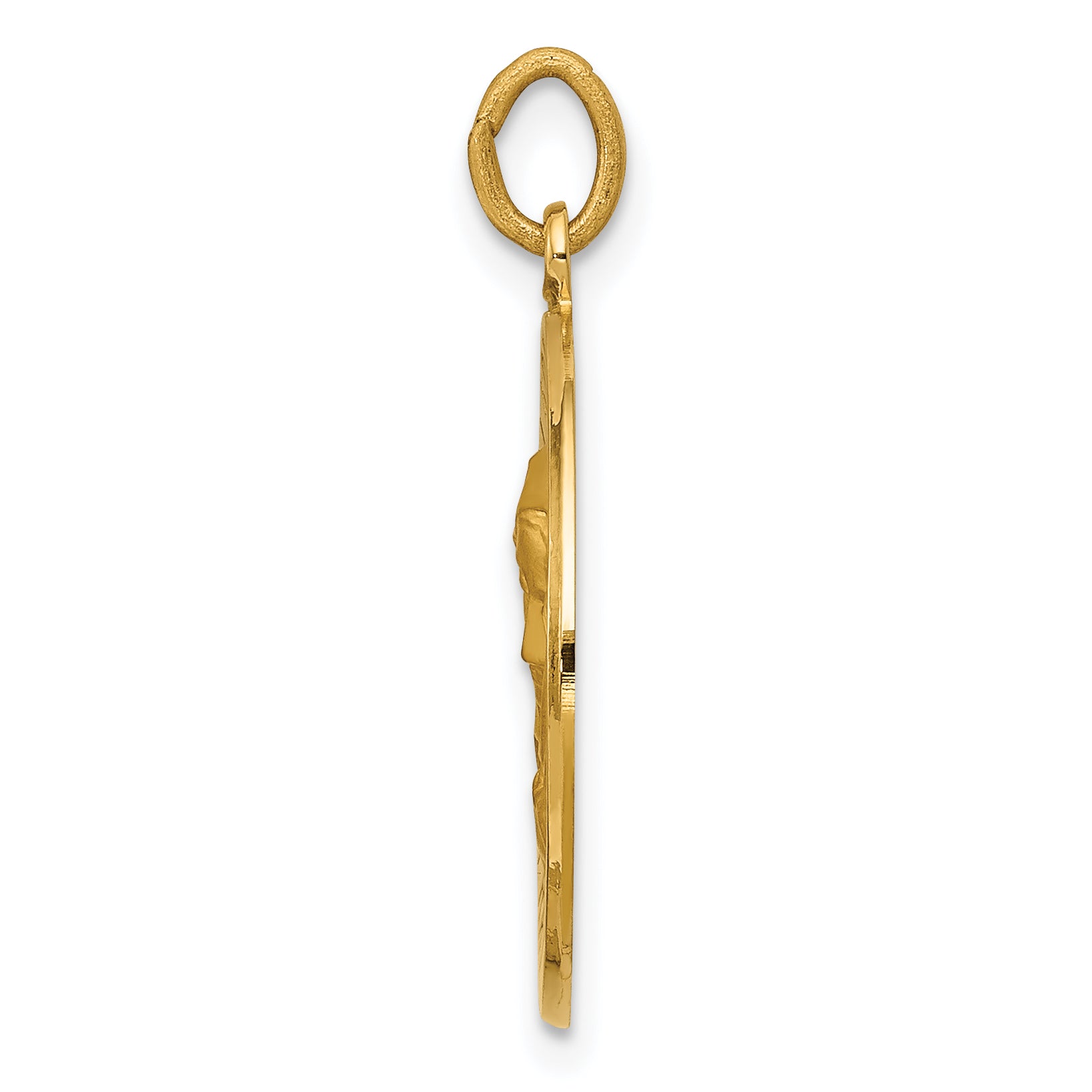 14K Gold Our Lady of Sorrows Medal Pendant Polished Solid Design