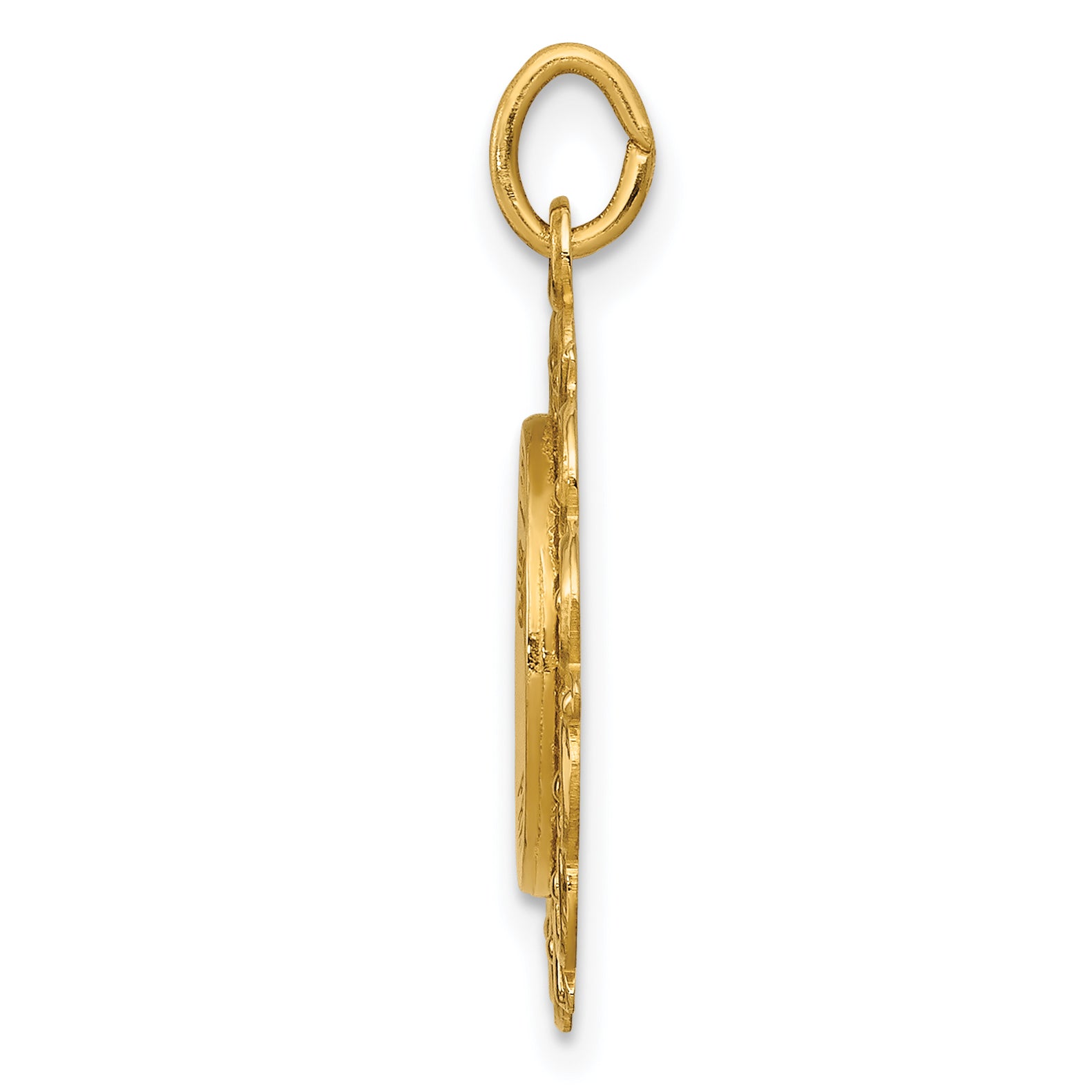 14K Gold Our Lady of Sorrows Medal Pendant, Polished & Solid Secondary image