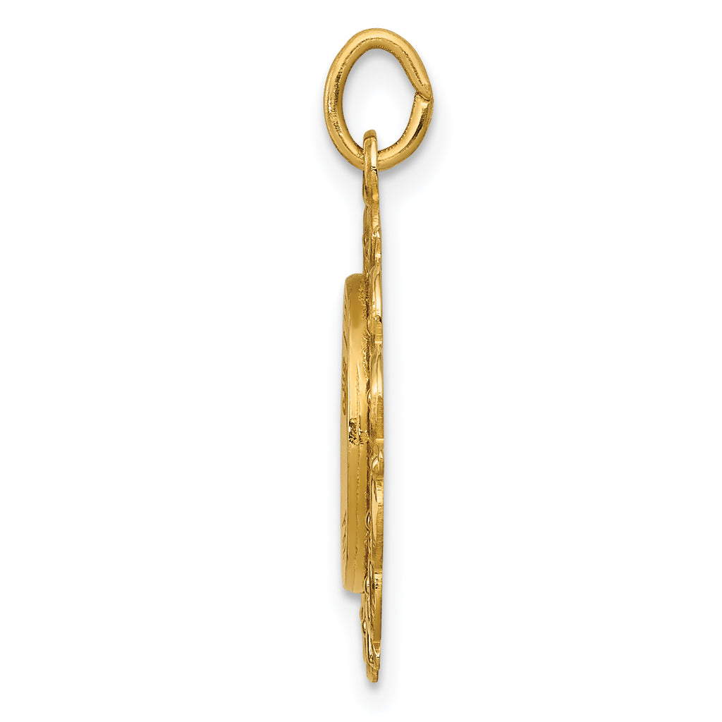 14K Gold Our Lady of Sorrows Medal Pendant, Polished & Solid