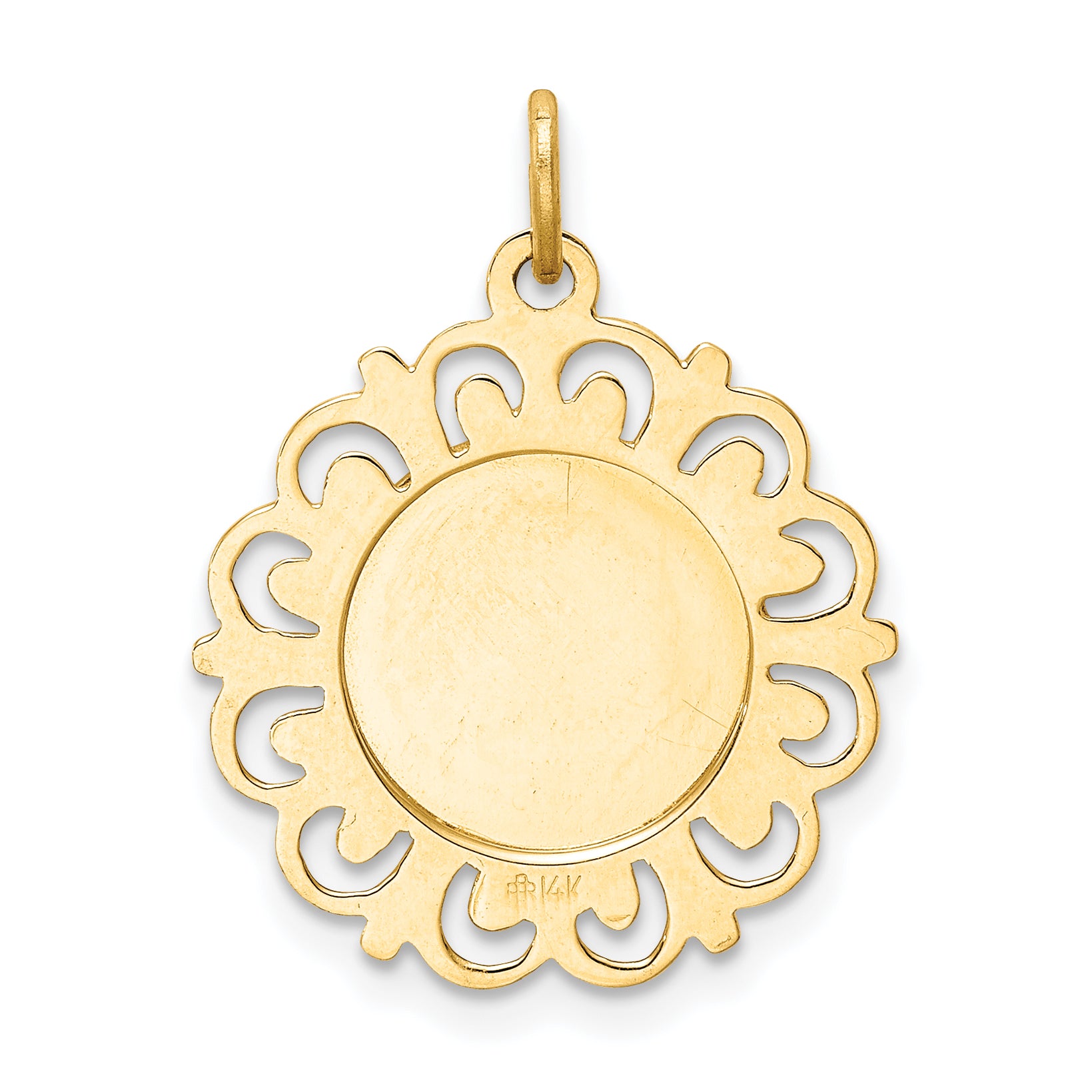 14K Gold Our Lady of Sorrows Medal Pendant, Polished & Solid