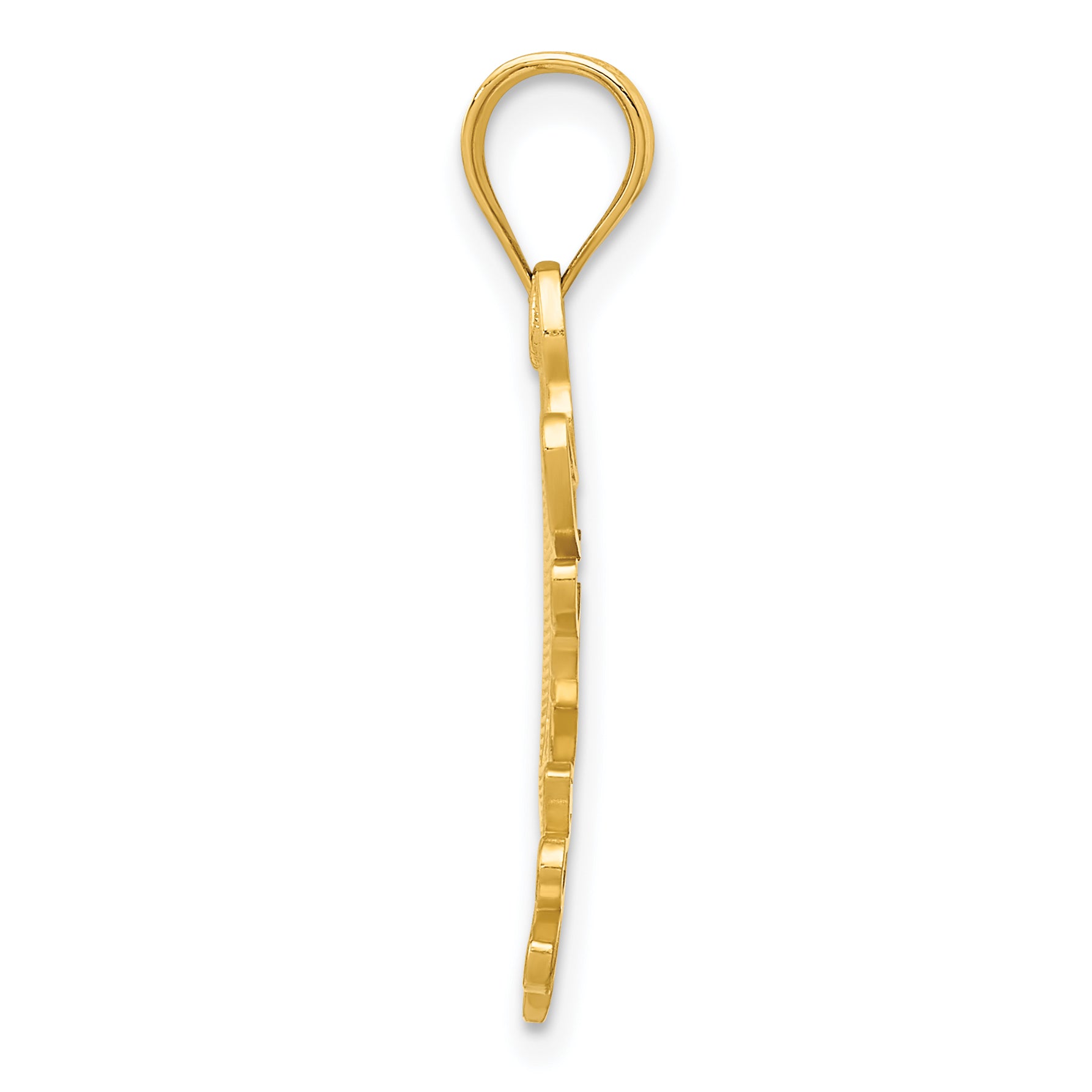 14K Gold Dove with Heart Pendant, Polished & Brushed Finish Secondary image