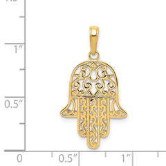 14K Gold Filigree Chamseh Pendant with Intricate Cast Design  Elegant and Timeless