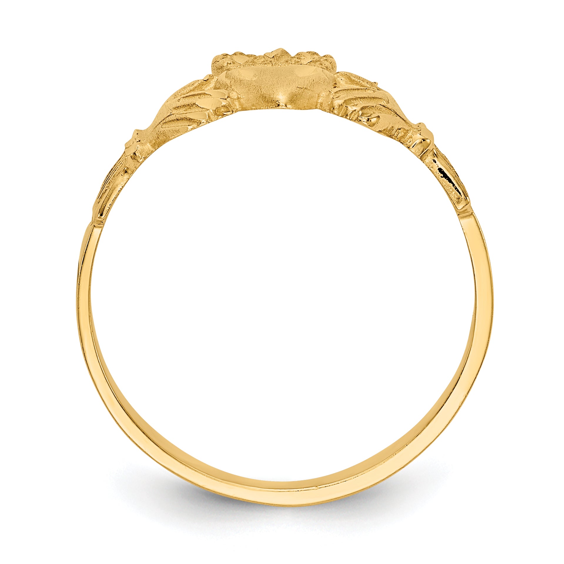 14K Satin and Diamond-cut Claddagh Ring Secondary image