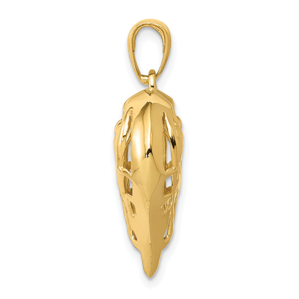 14K Gold Polished 3D Filigree Heart Pendant with Elegant Puffed Design