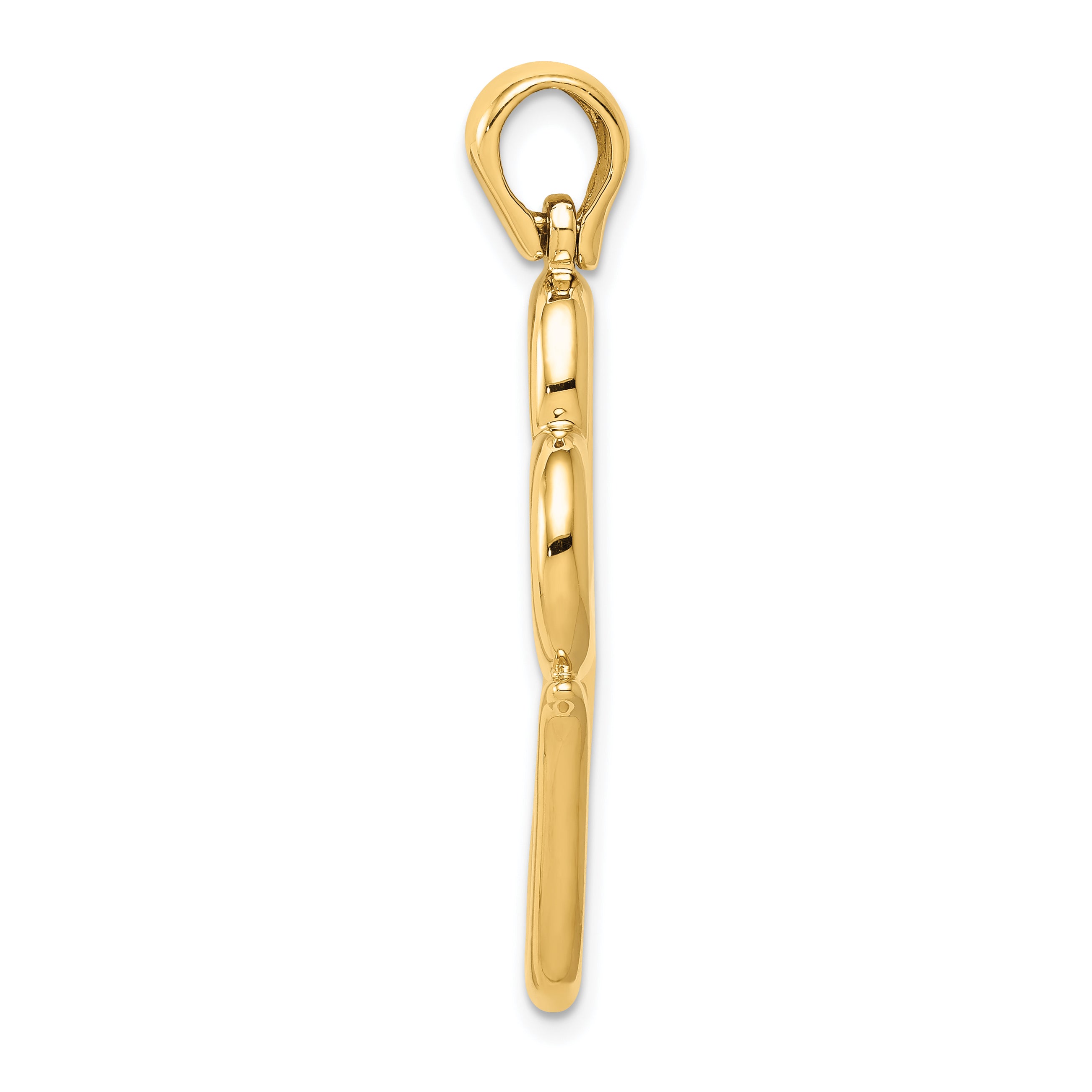 14K Gold Double Hearts Pendant with Polished Finish  Elegant and Solid Design