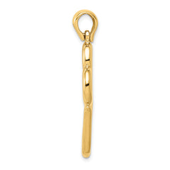 14K Gold Double Hearts Pendant with Polished Finish  Elegant and Solid Design