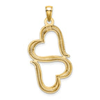 14K Gold Double Hearts Pendant with Polished Finish  Elegant and Solid Design
