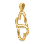 14K Gold Double Hearts Pendant with Polished Finish  Elegant and Solid Design