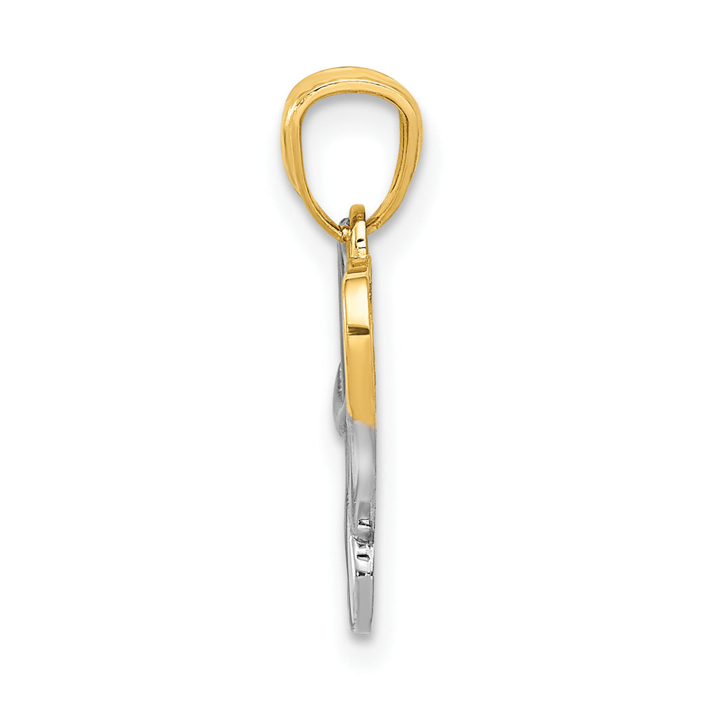 14K Gold and Rhodium LOVE Pendant with Polished Finish Elegant Gift Idea