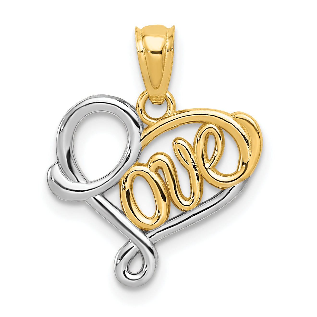 14k and Rhodium LOVE Pendant