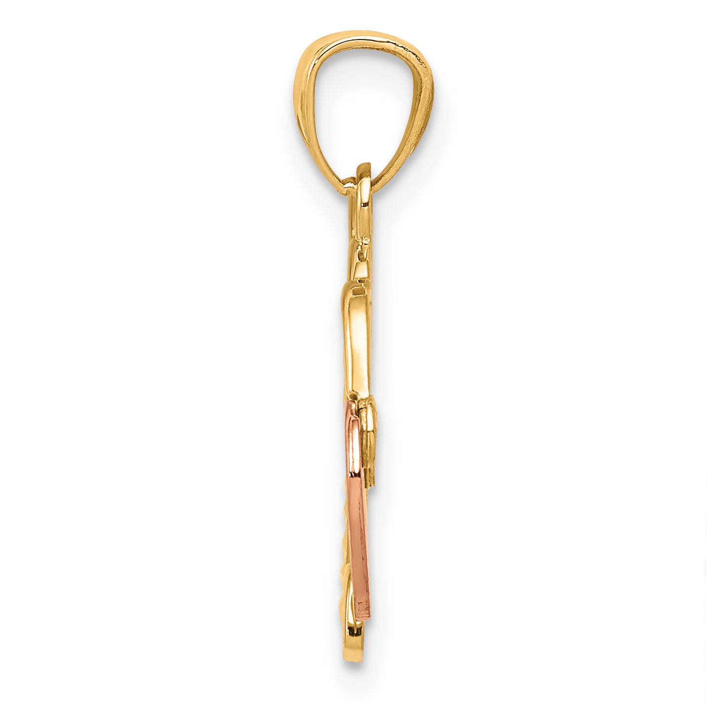 14K Two-Tone Gold Heart Lock and Key Pendant  Polished, Solid, Themed Design Secondary image