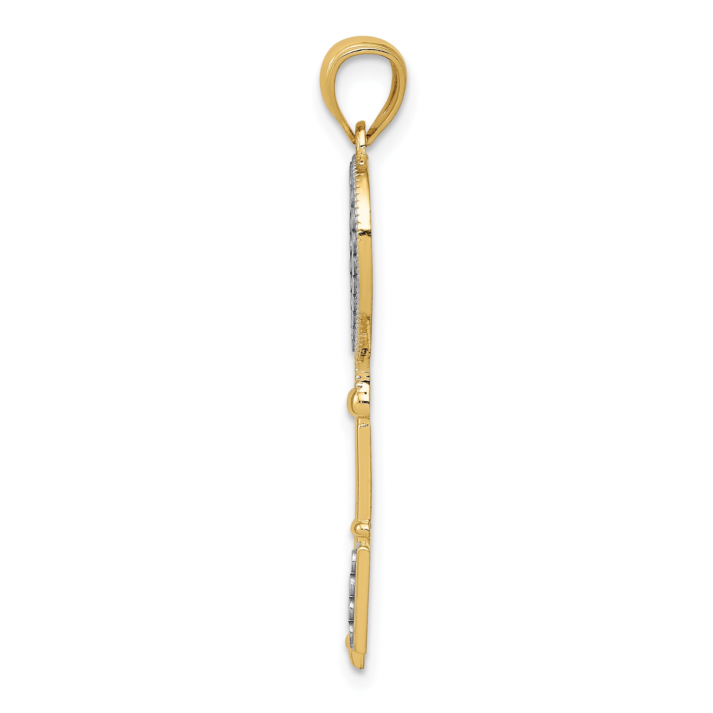 14K Gold Heart Key Charm with White Rhodium Accents, Polished Finish Secondary image