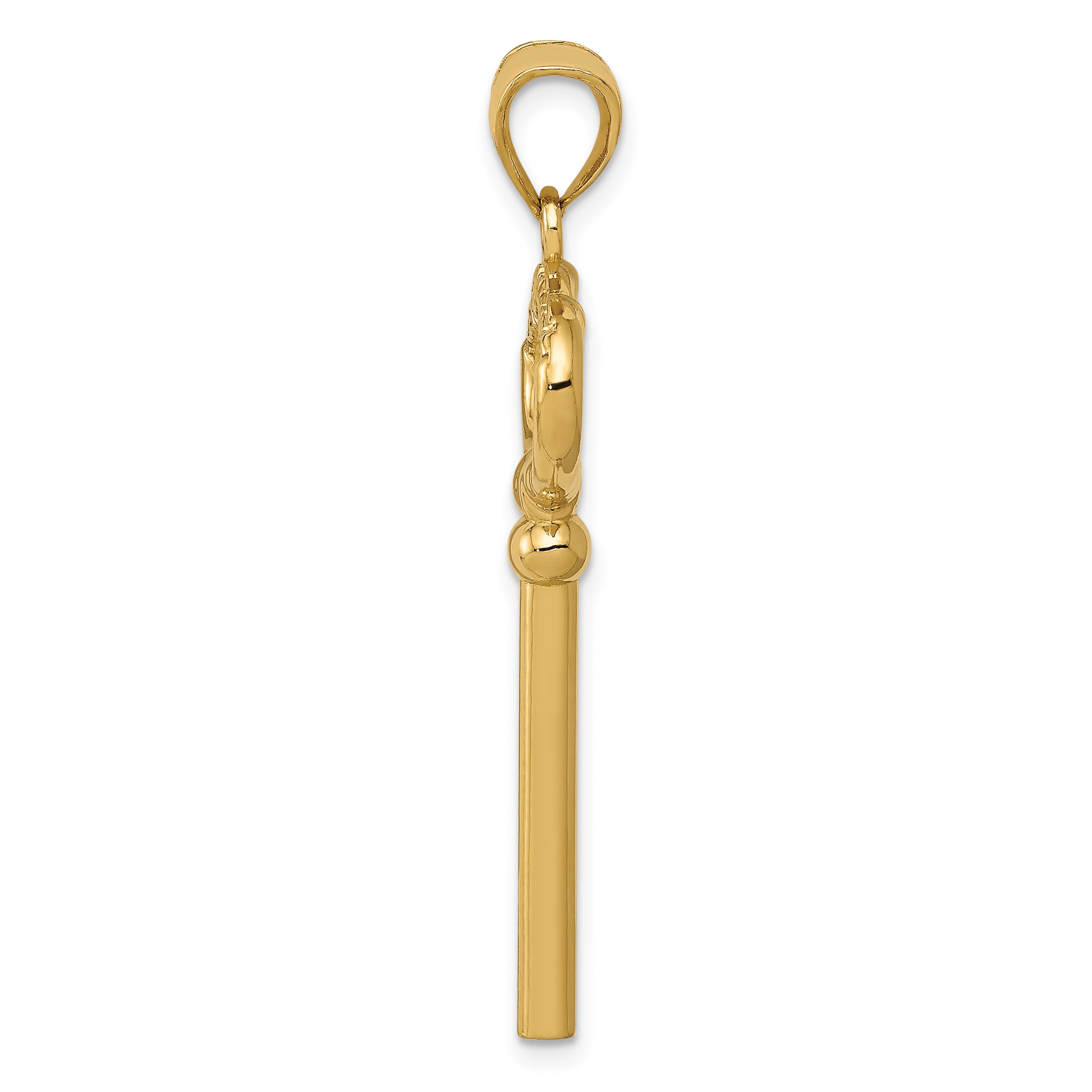 14K Gold Key to My Heart Charm with Polished 3D Design Secondary image