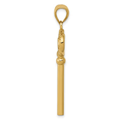 14K Polished 3-D KEY TO MY HEART Key Charm