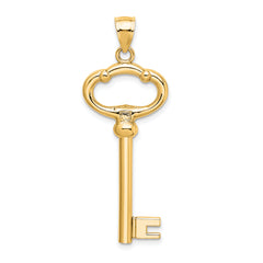 14K Polished 3-D KEY TO MY HEART Key Charm