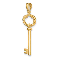 14K Polished 3-D KEY TO MY HEART Key Charm