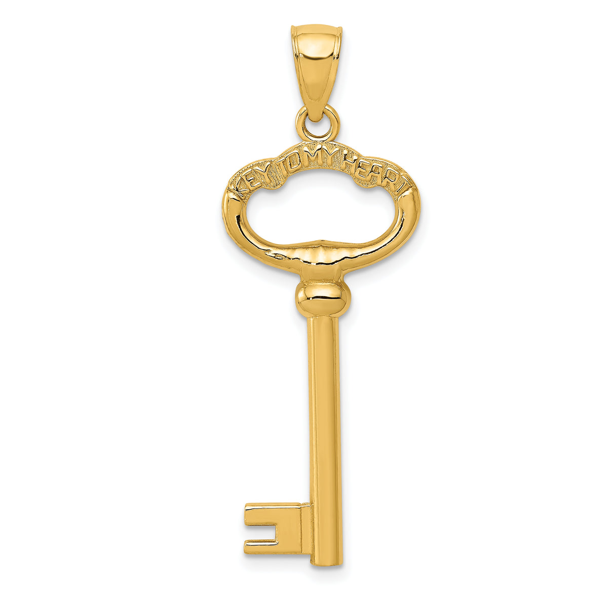 14K Polished 3-D KEY TO MY HEART Key Charm