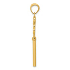 14K Gold Polished 3D Hearts Key Charm Elegant Gift-Ready Pendant