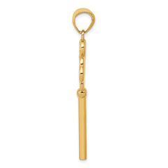 14K Gold Polished 3D Hearts Key Charm Elegant Gift-Ready Pendant