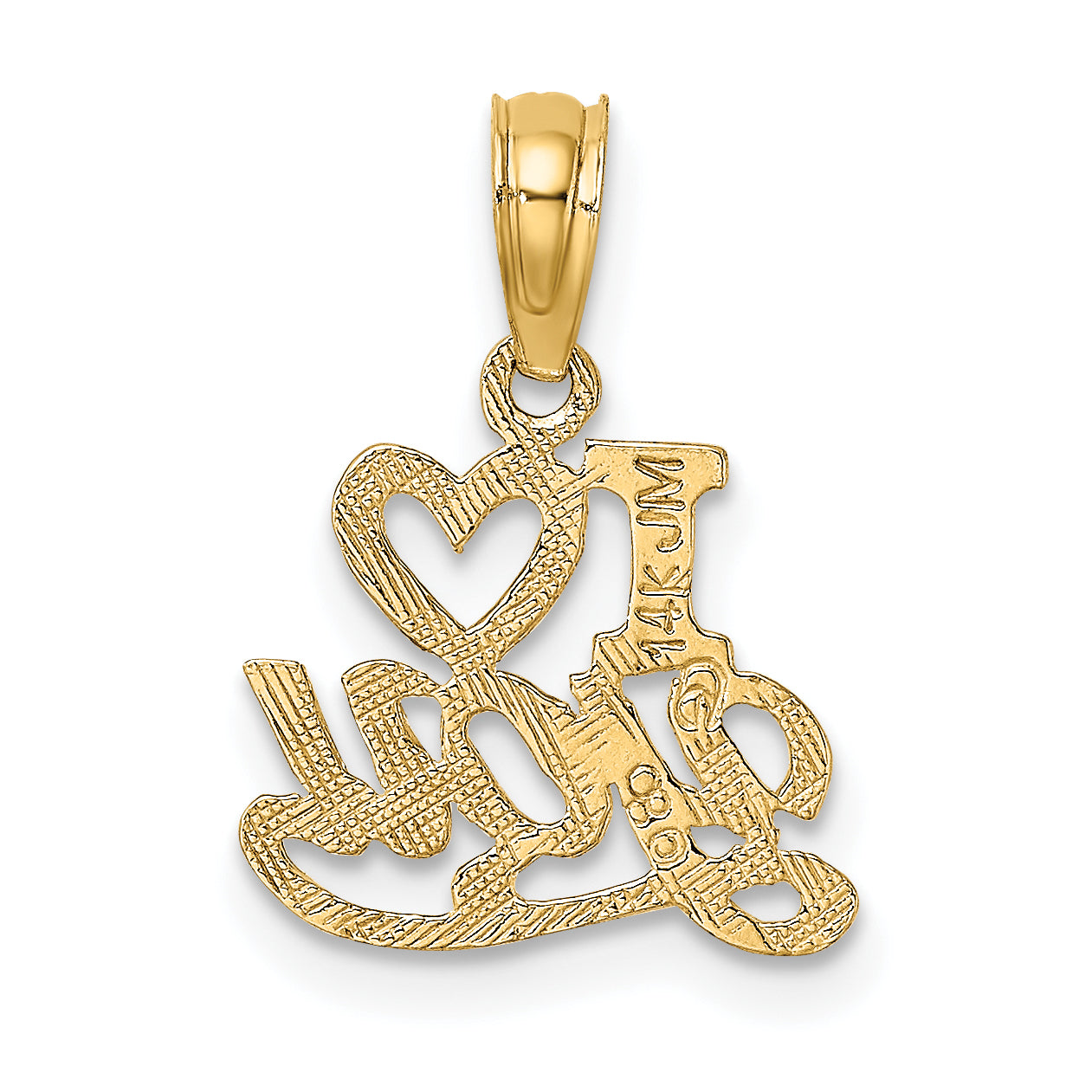 14K Polished and Textured I HEART YOU Charm
